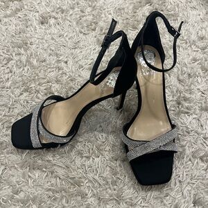 Vince Camuto Black Heels with Silver Straps